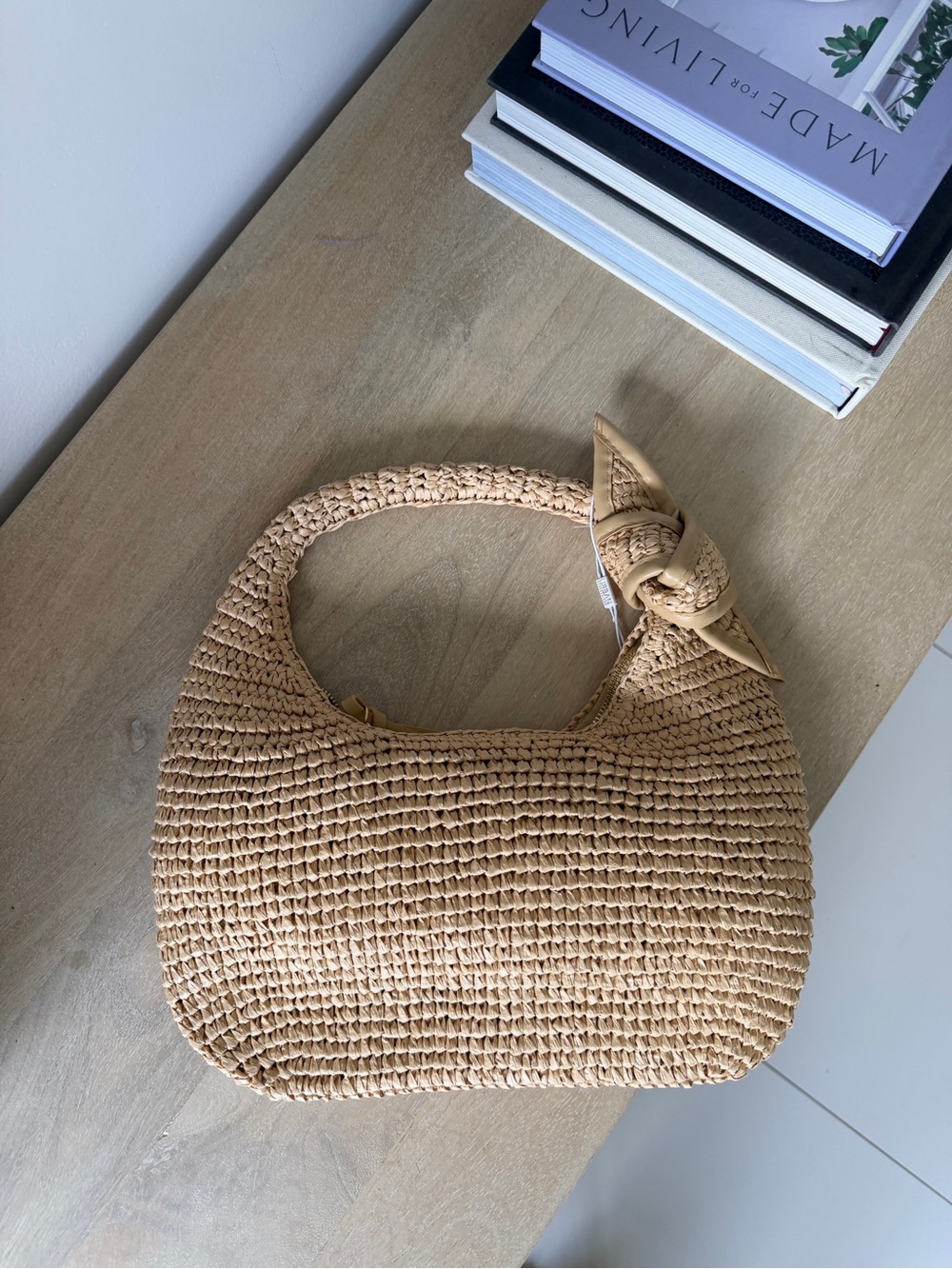 Urban Expressions Knotted Crochet Shoulder Bag in Beige - Picture 6 of 9